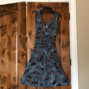 Brown/blue palm print dress